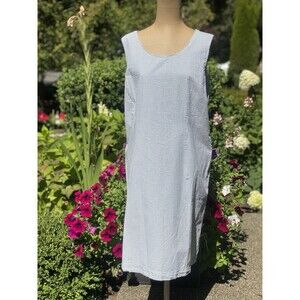 LL BEAN Pale Blue Sleeveless Seersucker Dress Women’s Size Petite 18